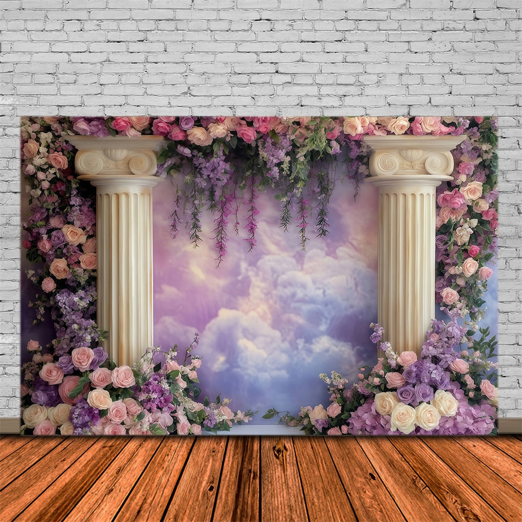 Valentines Day Photo Backdrop Romantic Floral Column Arch Valentine Backdrops UK MRR11-109