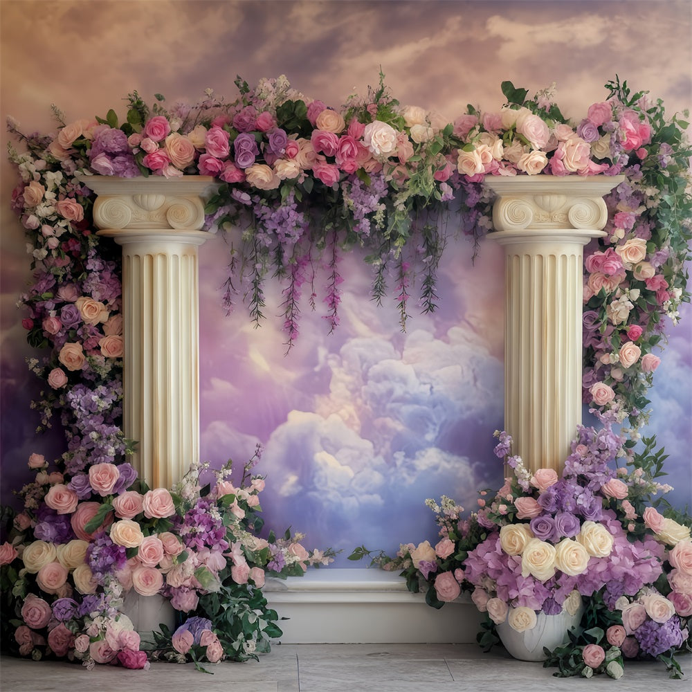 Valentines Day Photo Backdrop Romantic Floral Column Arch Valentine Backdrops UK MRR11-109