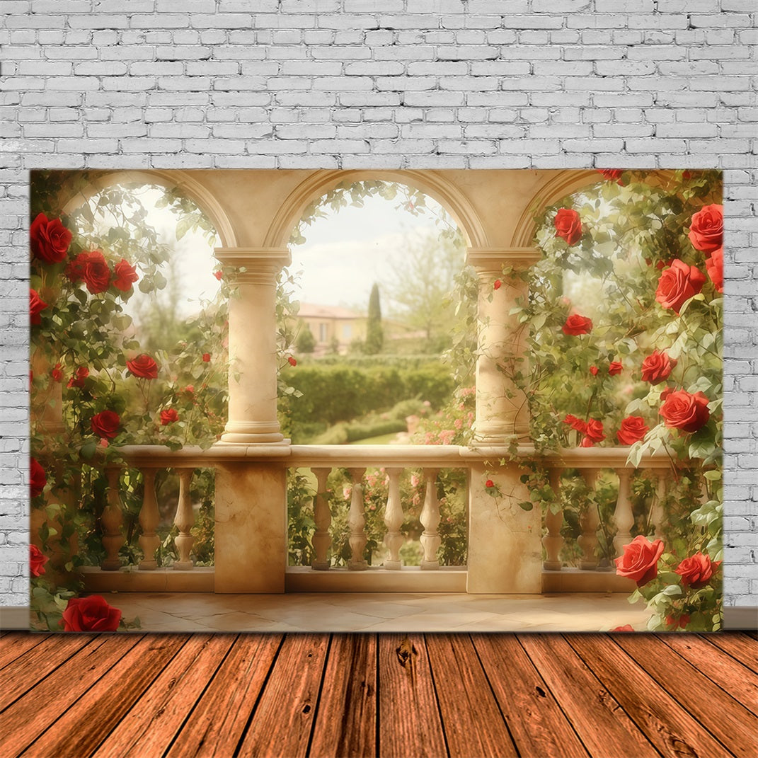 Valentine Photography Backdrops Red Rose Garden Arch Valentines Backdrop UK MRR11-111