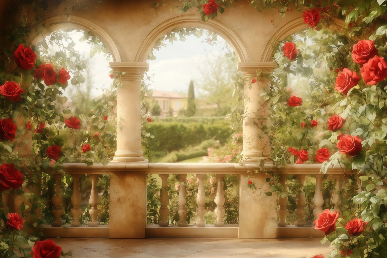 Valentine Photography Backdrops Red Rose Garden Arch Valentines Backdrop UK MRR11-111