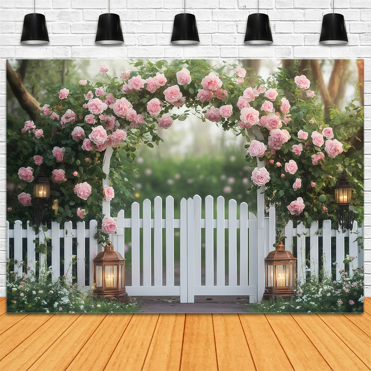 Valentine Photo Booth Backdrop Pink Rose Flower Garden Valentines Backdrop UK MRR11-113