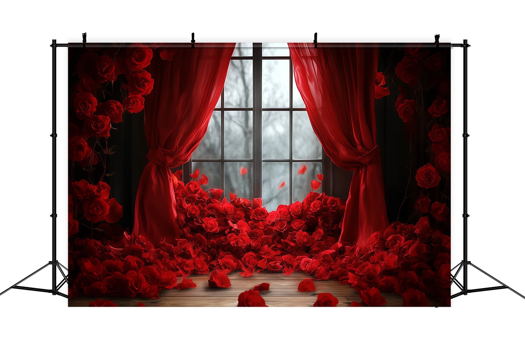 Valentines Backdrop Ideas Red Rose Curtain Deapes Valentine's Day Backdrop UK MRR11-115