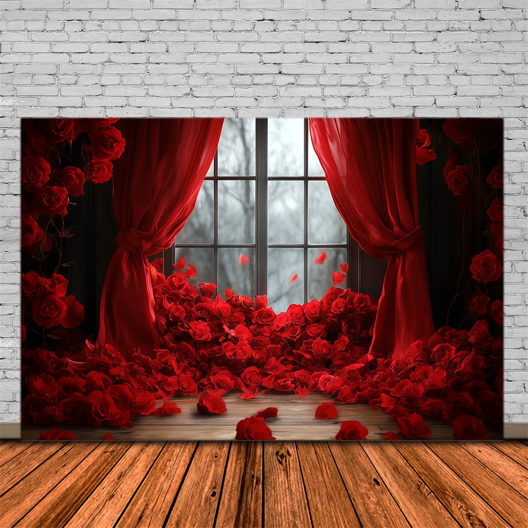 Valentines Backdrop Ideas Red Rose Curtain Deapes Valentine's Day Backdrop UK MRR11-115