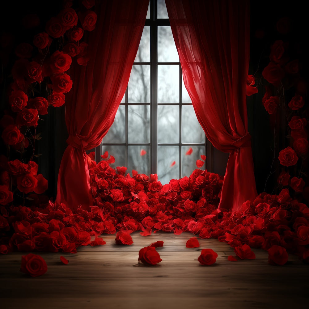 Valentines Backdrop Ideas Red Rose Curtain Deapes Valentine's Day Backdrop UK MRR11-115