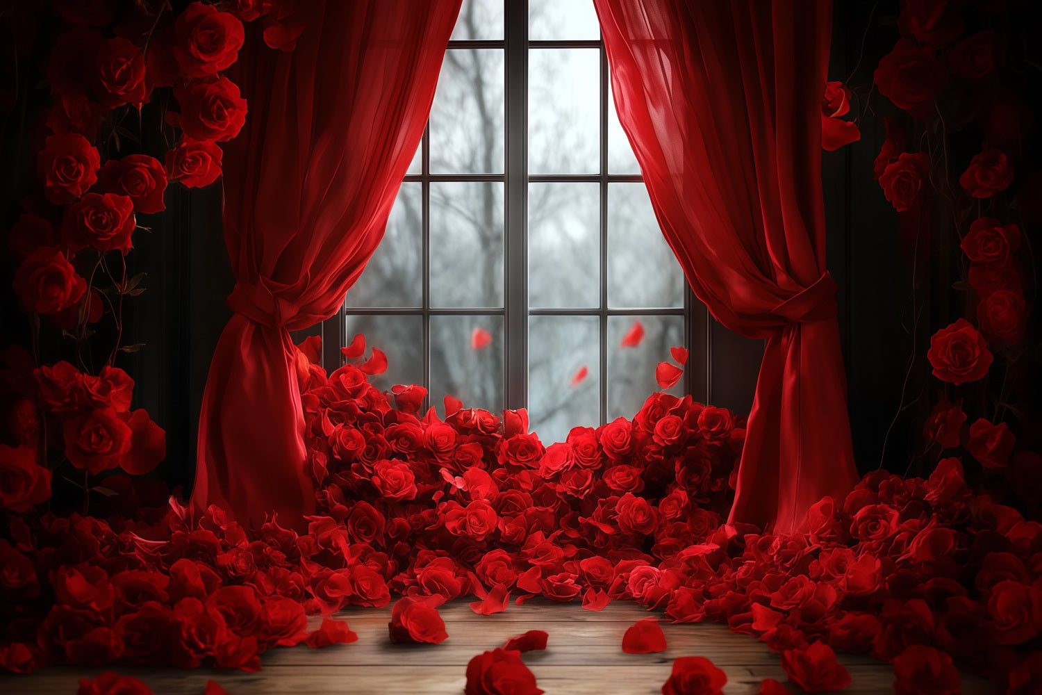 Valentines Backdrop Ideas Red Rose Curtain Deapes Valentine's Day Backdrop UK MRR11-115