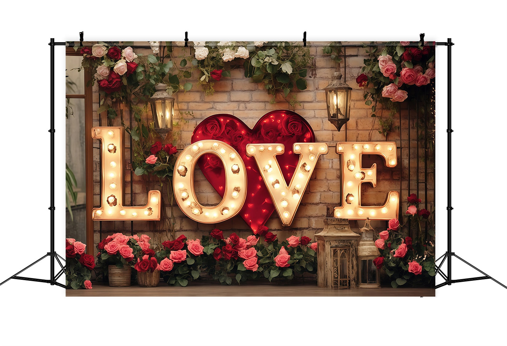 Valentine's Day Backdrop Glitter Love Light Flower Valentines Backdrop UK MRR11-119