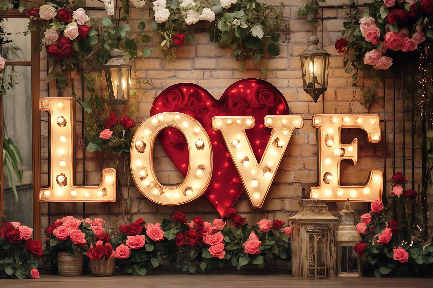 Valentine's Day Backdrop Glitter Love Light Flower Valentines Backdrop UK MRR11-119