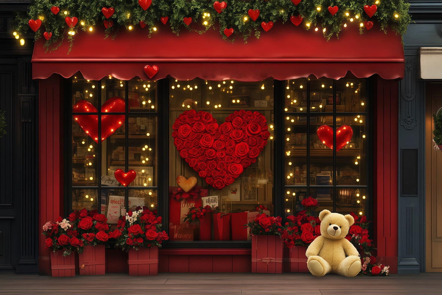 Valentines Backdrop Gift Shop Red Rose Valentine's Day Backdrops UK MRR11-120