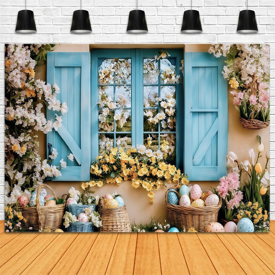 Easter Photo Backdrop Blooming Cottage Garden Easter Egg Backdrop UK MRR11-72