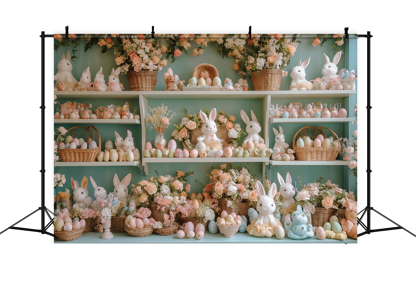 Easter Bunny Backdrop Floral Shelf Arrangement Easter Backdrops UK MRR11-73