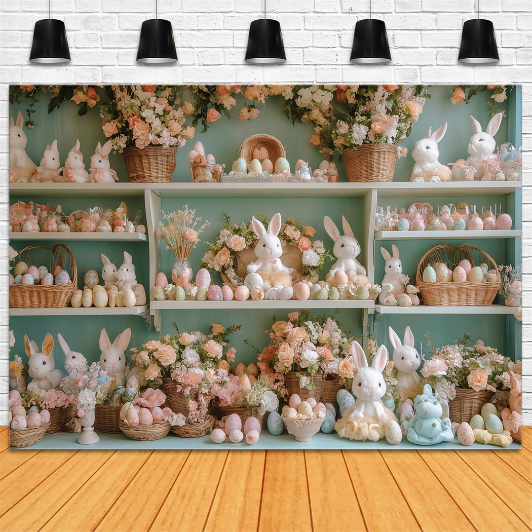 Easter Bunny Backdrop Floral Shelf Arrangement Easter Backdrops UK MRR11-73