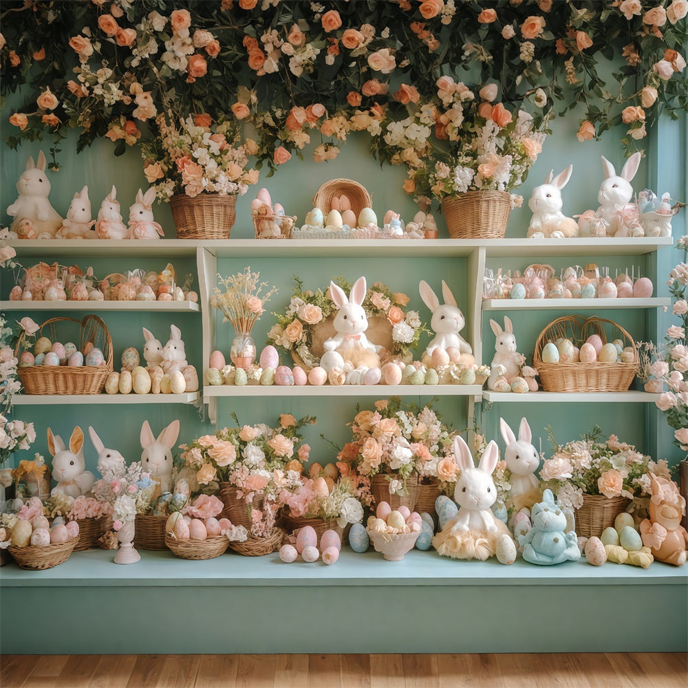 Easter Bunny Backdrop Floral Shelf Arrangement Easter Backdrops UK MRR11-73