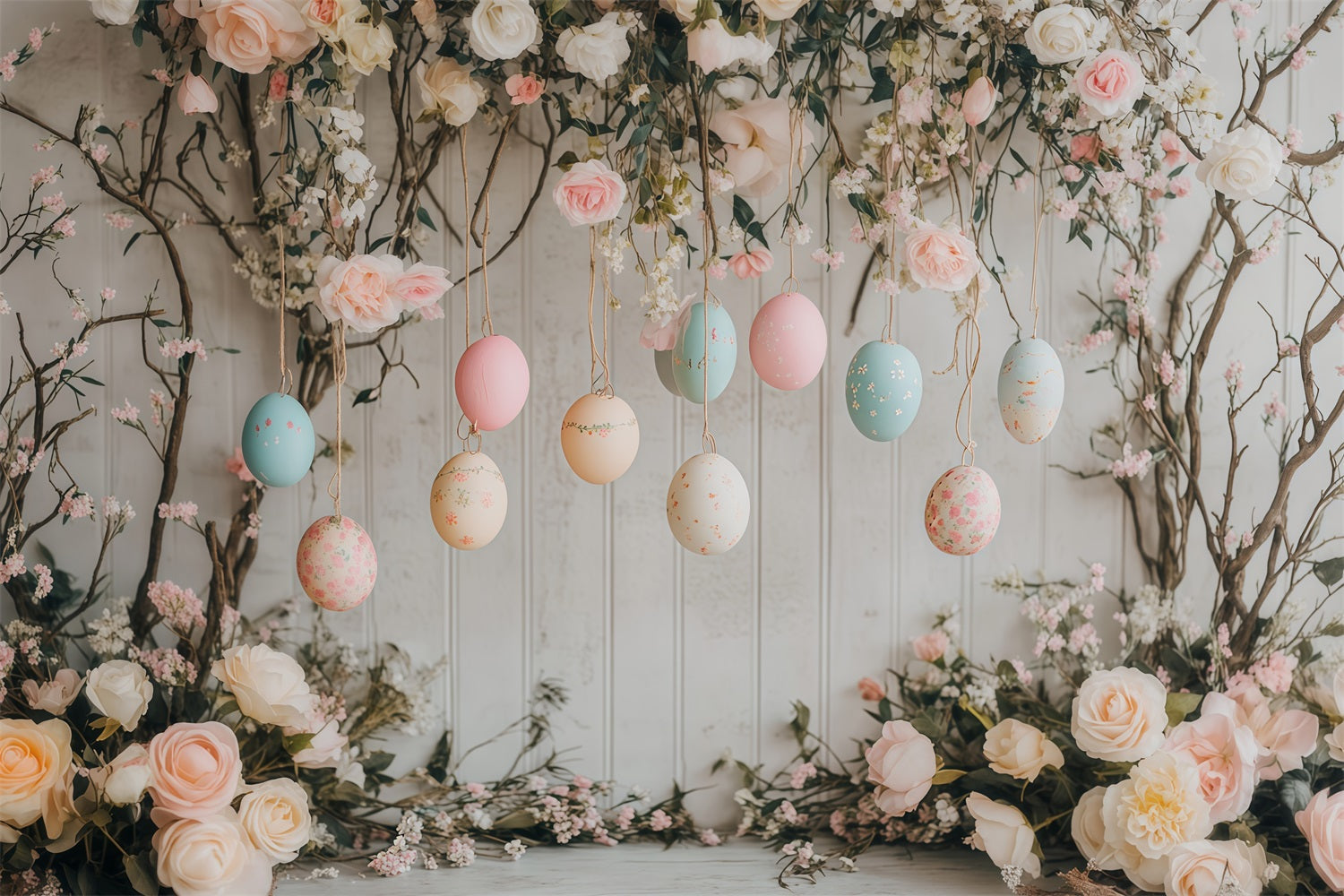 Easter Egg Backdrop Hanging Pastel Blossom Eggs Easter Backdrop Ideas UK MRR11-76