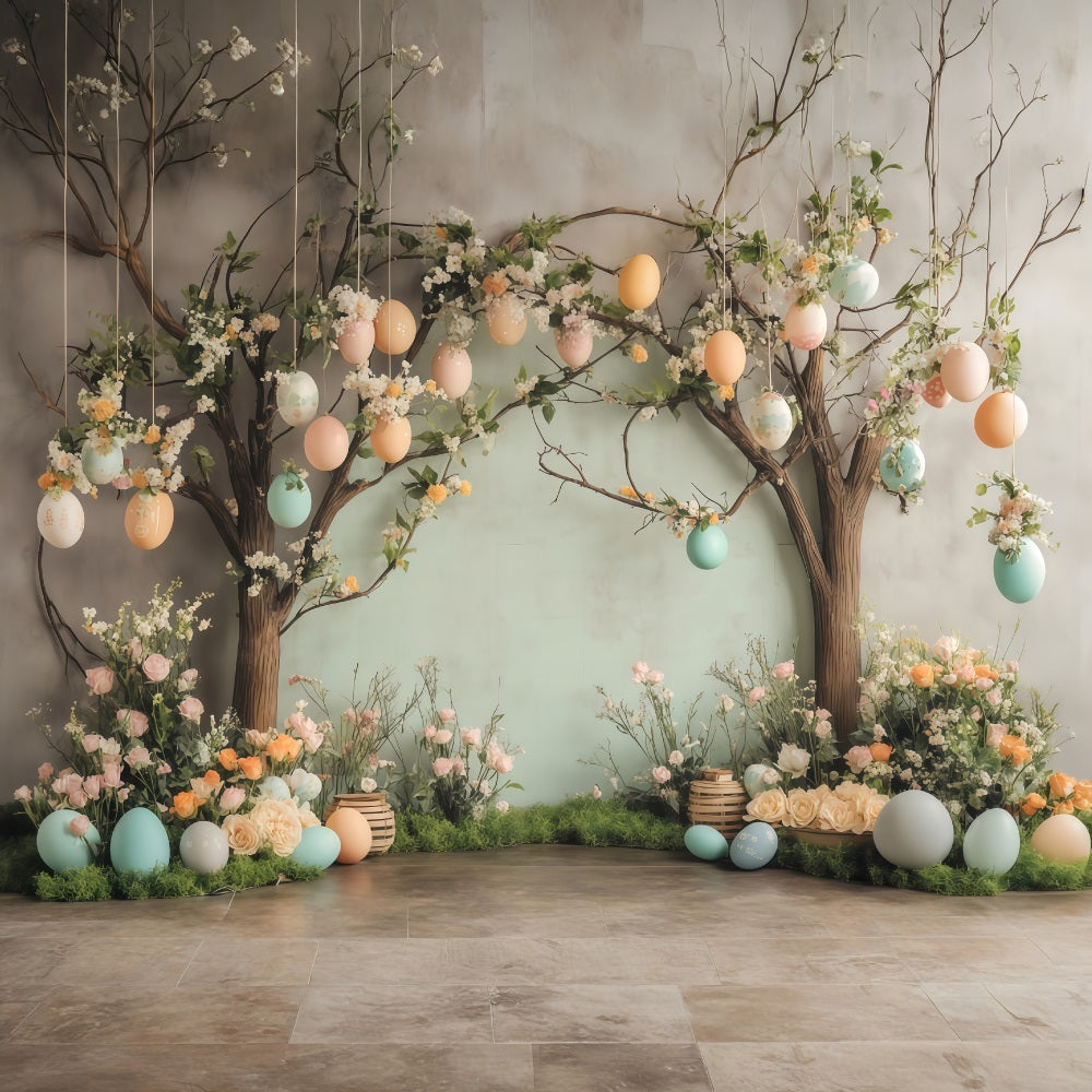 Easter Egg Hunt Backdrop Spring Blossom Egg Garden Easter Backdrop UK MRR11-77