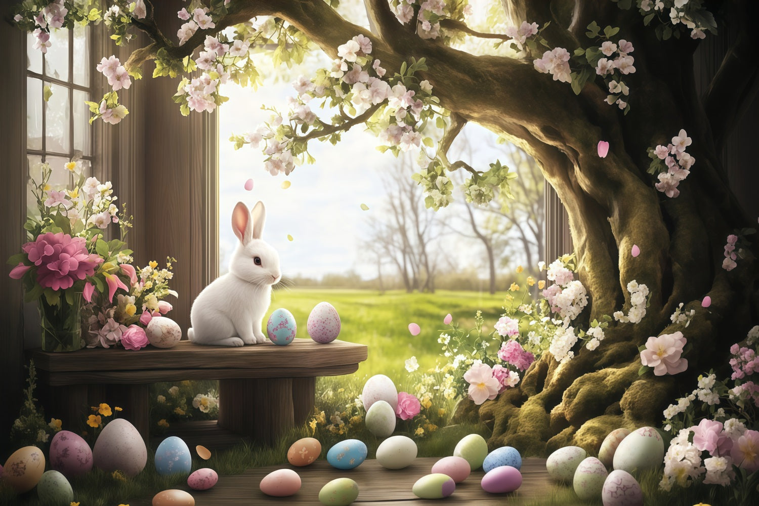 Easter Photography Backdrops Woodland Bunny Meadow Easter Egg Backdrop UK MRR11-78