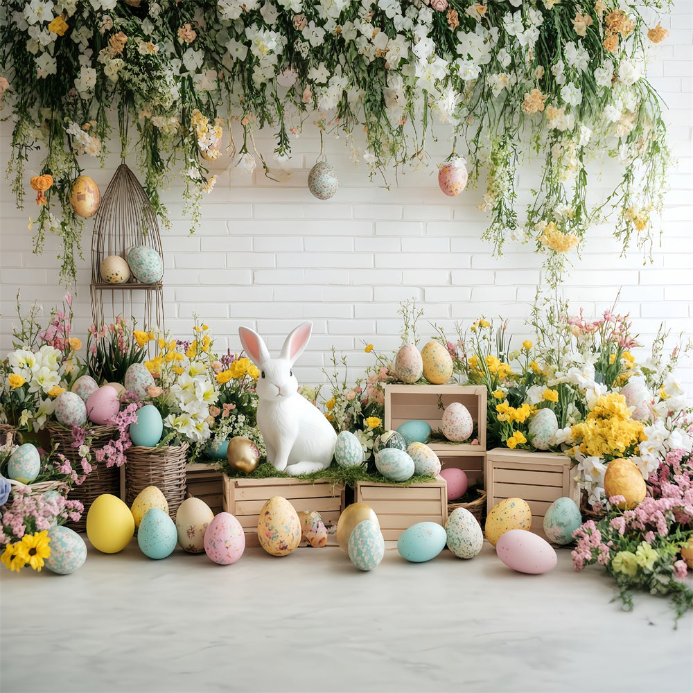 Easter Photo Booth Backdrop Blooming Garden Bunny Easter Egg Backdrop UK MRR11-79