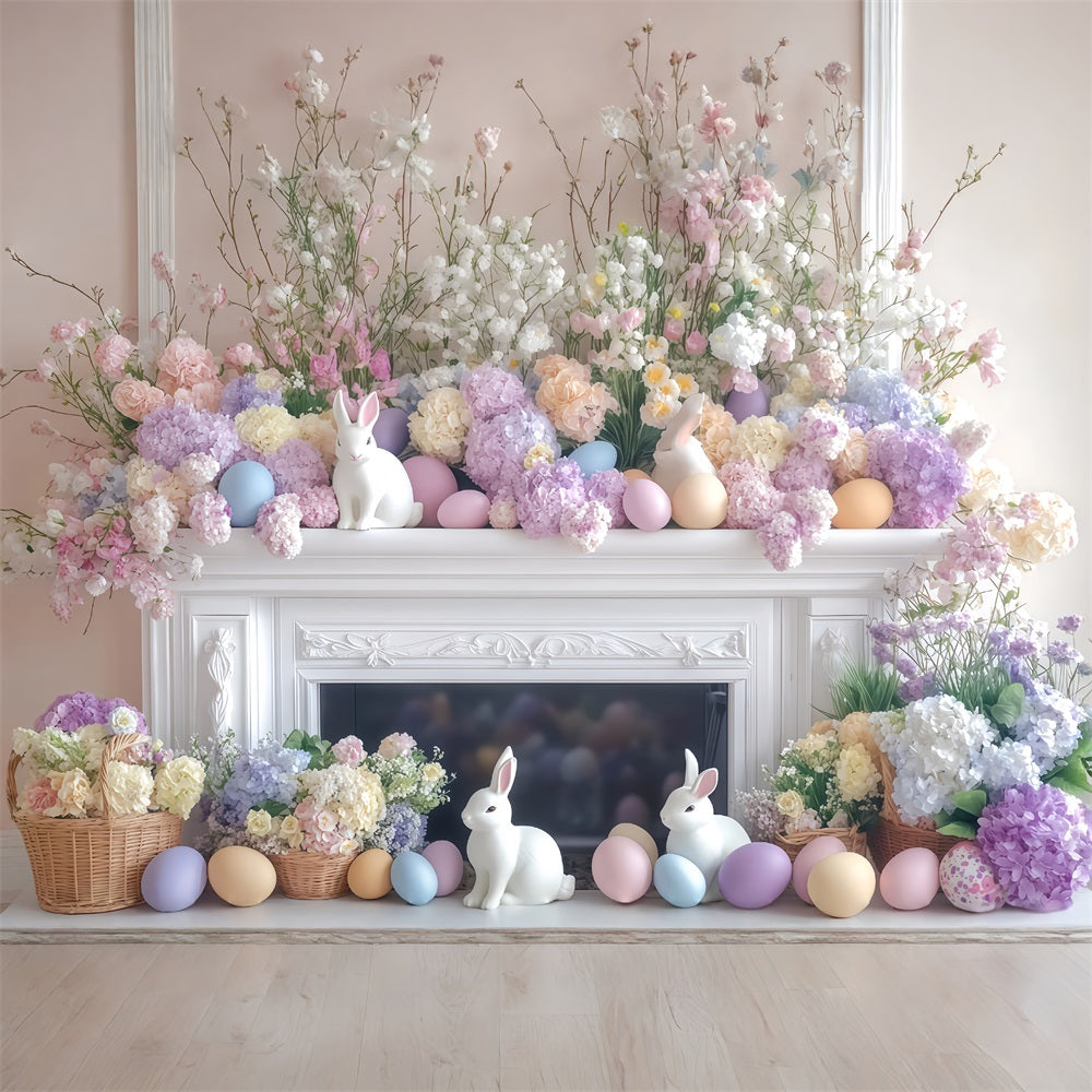 Easter Bunny Photo Backdrop Pastel Floral Mantel Display Easter Backdrop UK MRR11-82