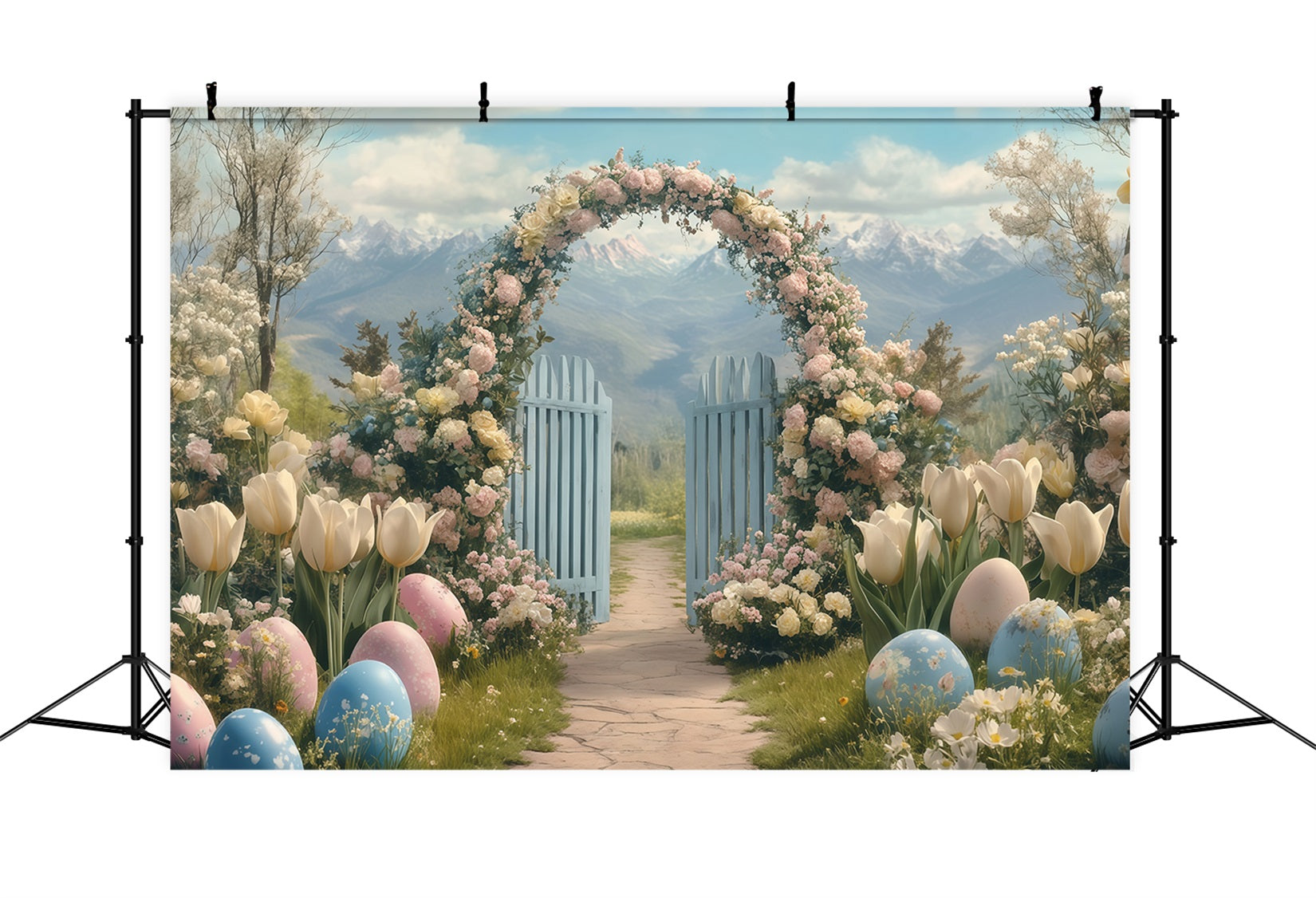 Easter Backdrop Floral Garden Bunny Display Easter Photography Backdrops UK MRR11-83