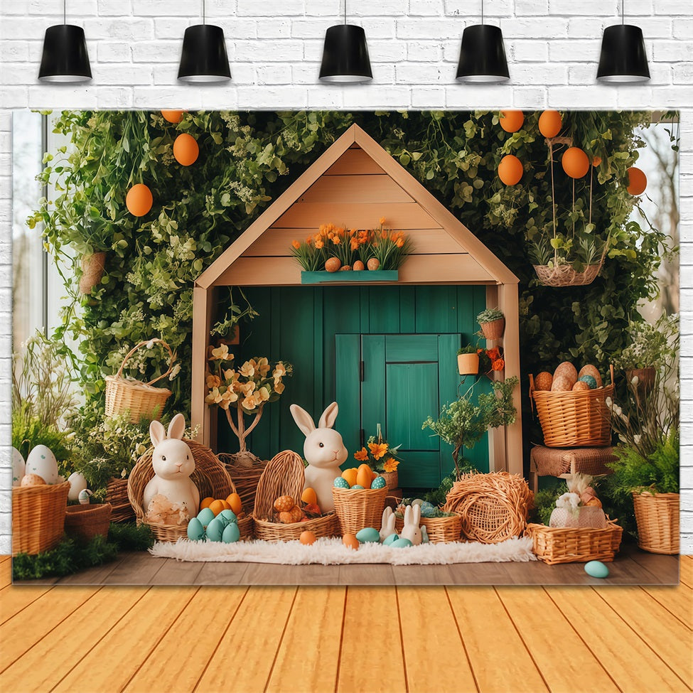 Easter Backdrops Pastel Cottage Bunny Easter Photo Booth Backdrop UK MRR11-85
