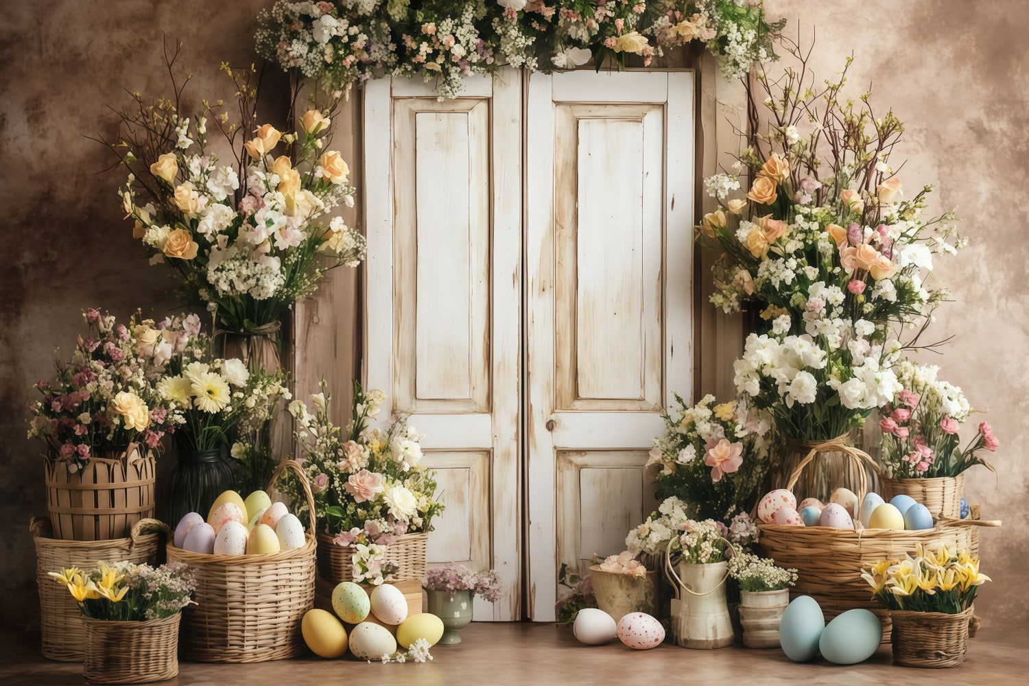 Easter Backdrop Ideas Blooming Mantel Bunny Display Easter Backdrop UK MRR11-86