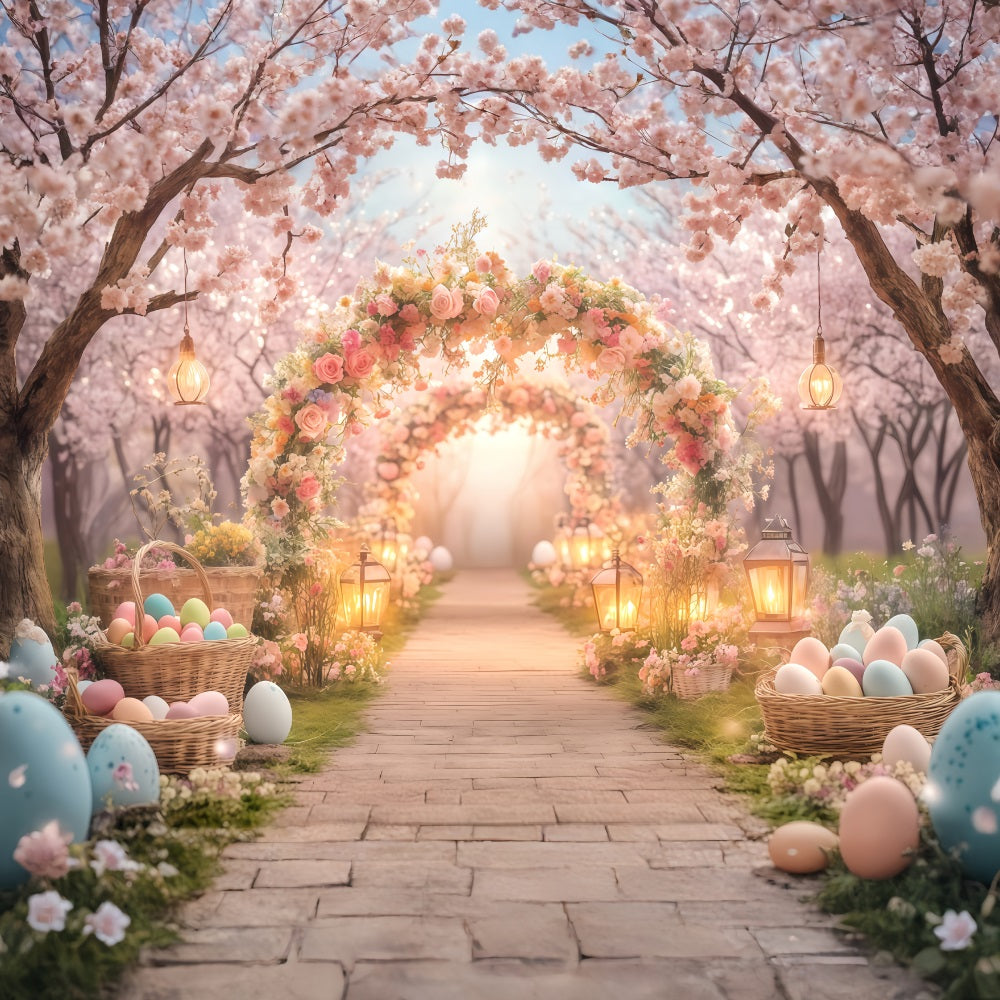 Easter Egg Hunt Backdrop Mountain Garden Floral Arch Easter Backdrop UK MRR11-87