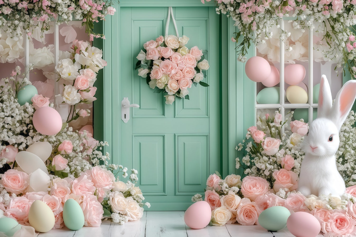 Easter Bunny Backdrop Garden Cottage Bunny Setup Easter Egg Backdrop UK MRR11-89