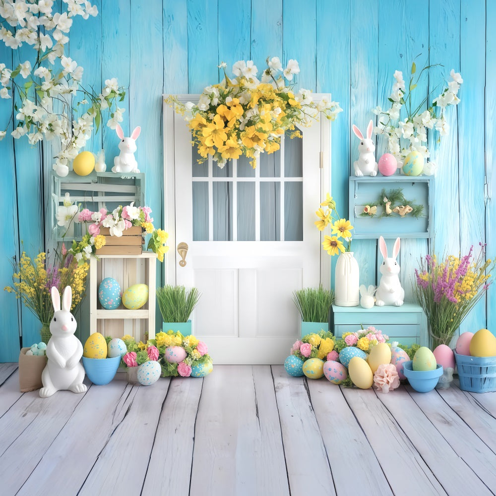 Easter Photography Backdrops Vintage Door Floral Easter Egg Backdrop UK MRR11-90