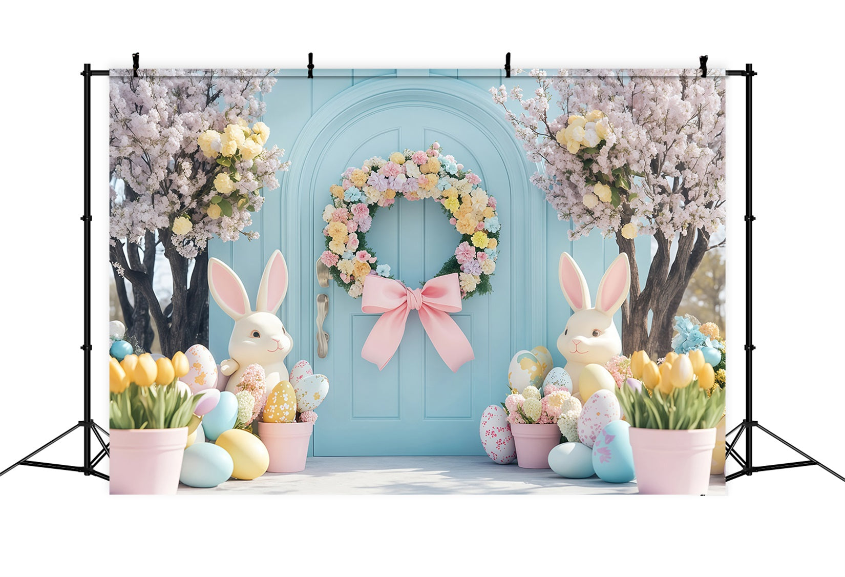Easter Photo Booth Backdrop Cherry Blossom Lantern Path Bunny Backdrop UK MRR11-91