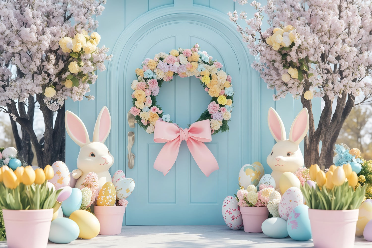 Easter Photo Booth Backdrop Cherry Blossom Lantern Path Bunny Backdrop UK MRR11-91