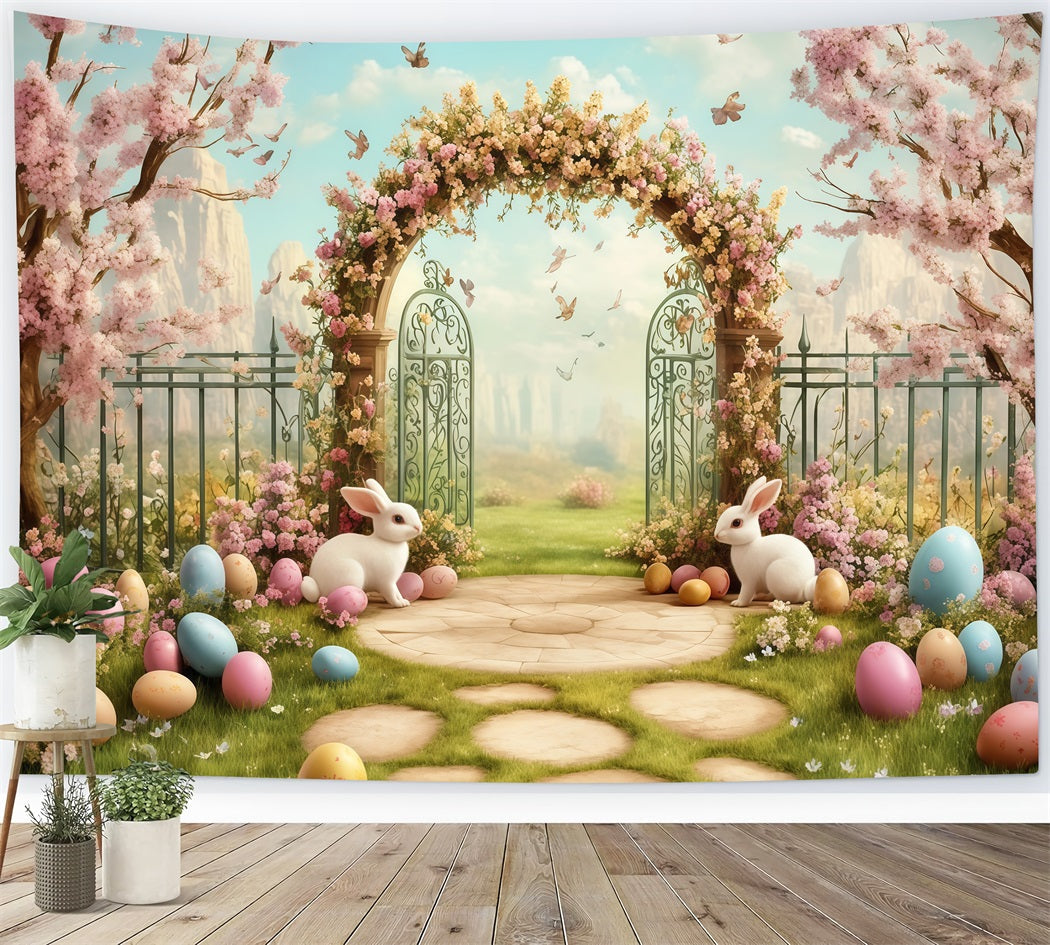 Easter Photo Backdrop Ideas Mint Floral Bunny Entry Easter Backdrop UK MRR11-93