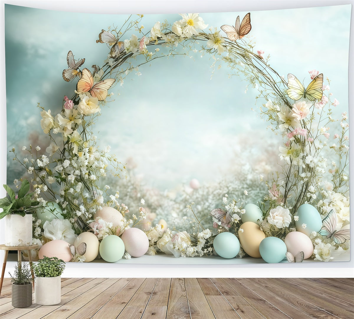 Easter Backdrop Pastel Door Bunny Welcome Easter Egg Hunt Backdrop UK MRR11-95