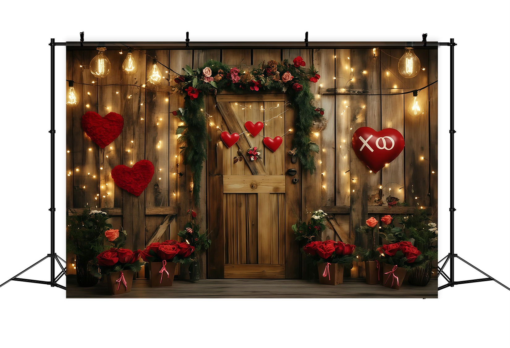 Valentine's Day Backdrop Rustic Heart Floral Door Valentines Backdrop UK MRR11-96