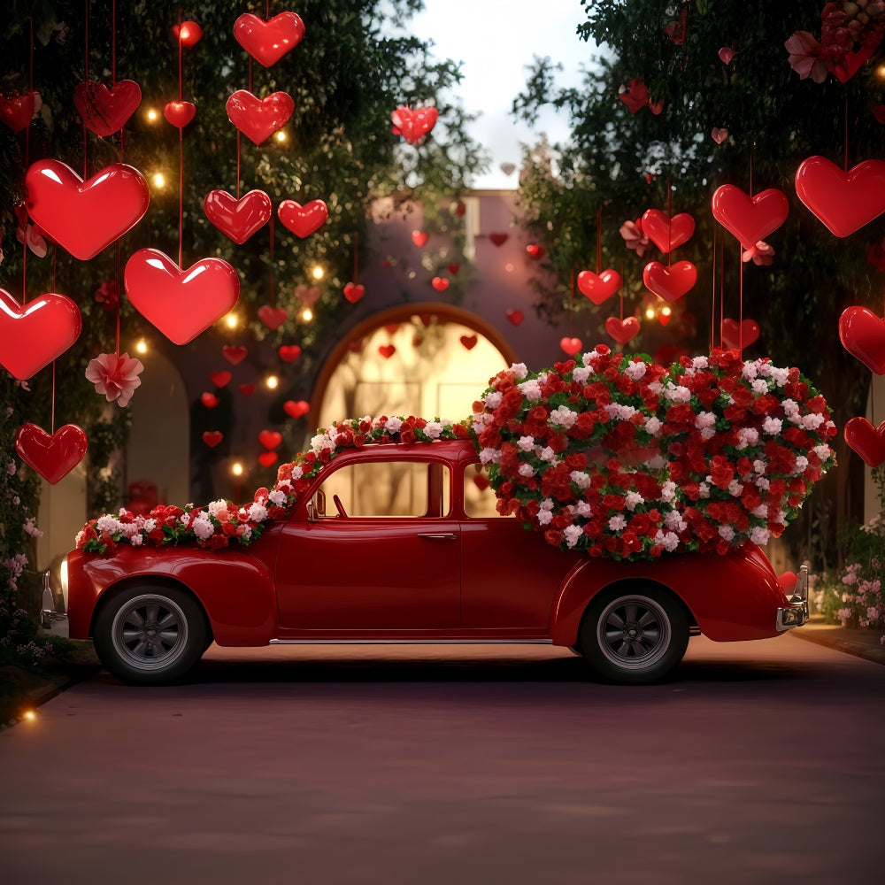 Valentines Day Backdrop Red Vintage Love Car Valentines Backdrop UK MRR11-98