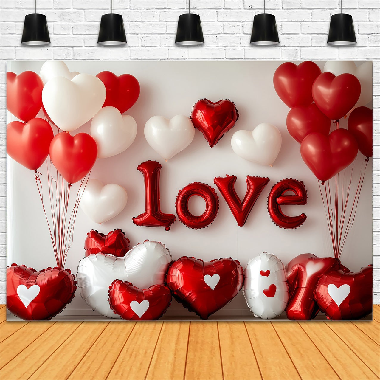 Valentine Balloon Backdrop Heart Balloon Love Valentine's Day Backdrop UK MRR11-99