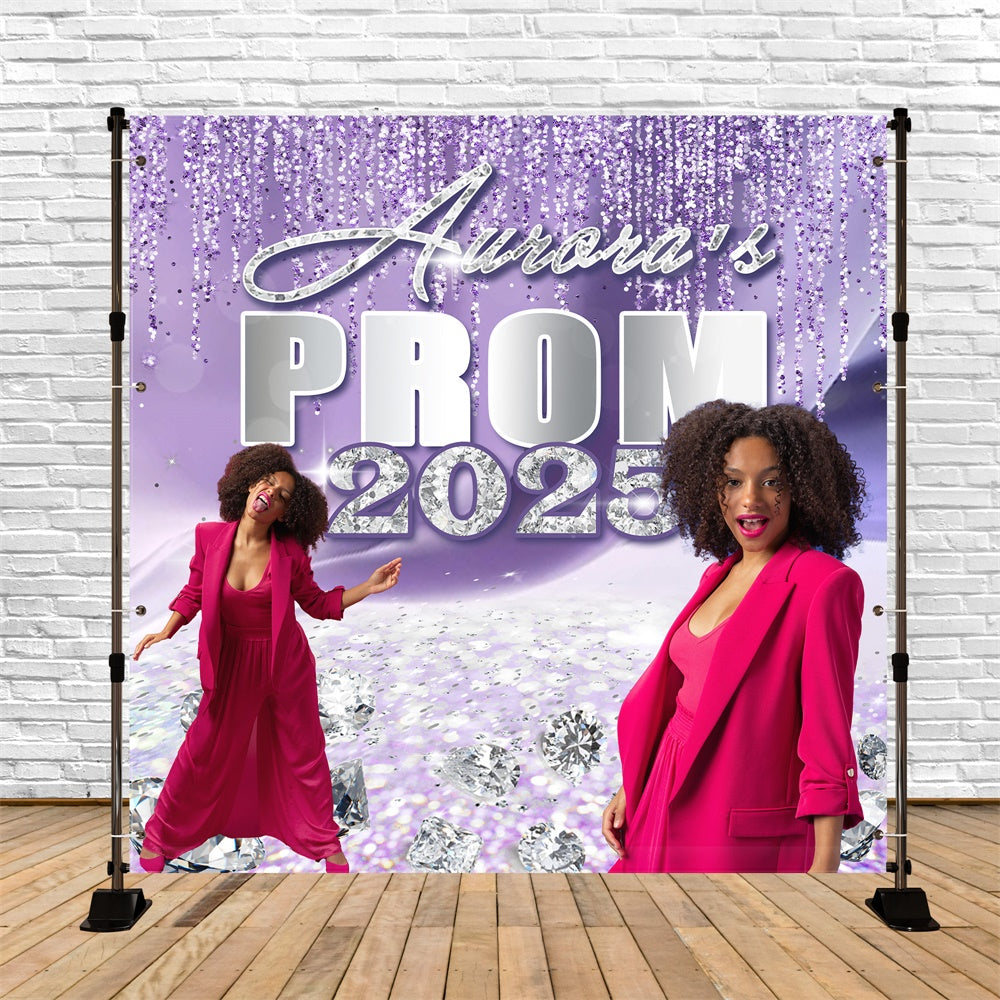 Prom Backdrop Ideas Purple Sparkle Custom Graduation Party Backdrop UK MRR5-2