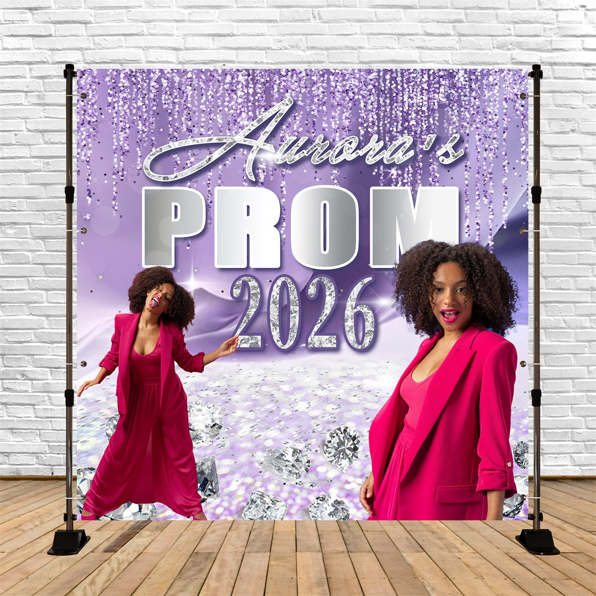 Prom Backdrop Ideas Purple Sparkle Custom Graduation Party Backdrop UK MRR5-2