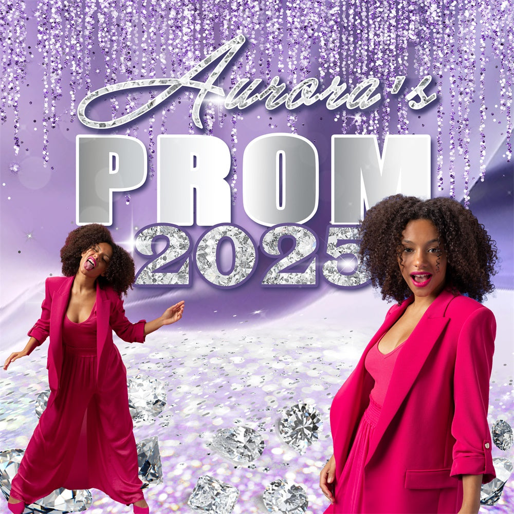 Prom Backdrop Ideas Purple Sparkle Custom Graduation Party Backdrop UK MRR5-2