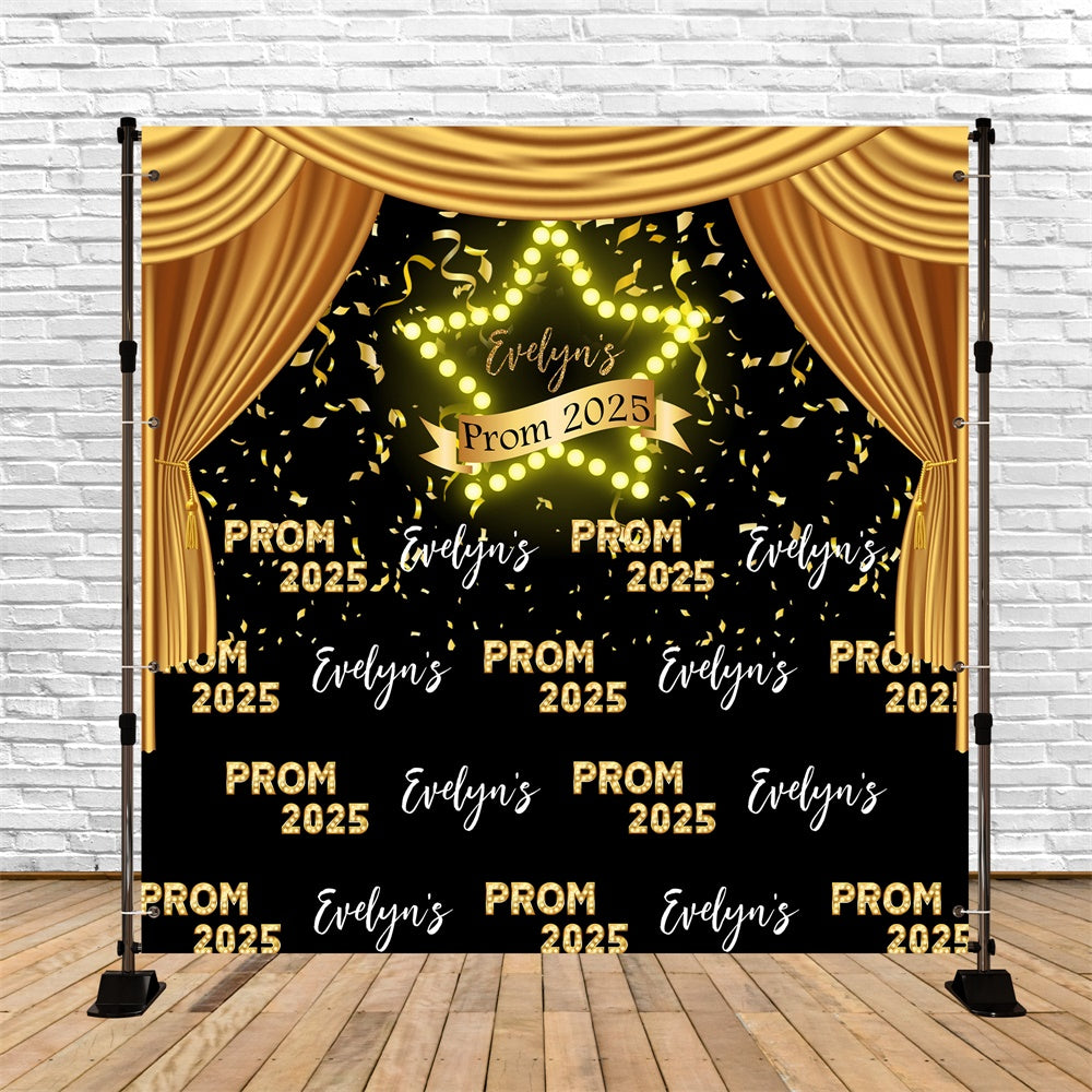 Prom Backdrop Glamorous Gold Curtain Graduation Party Backdrop UK MRR5-35