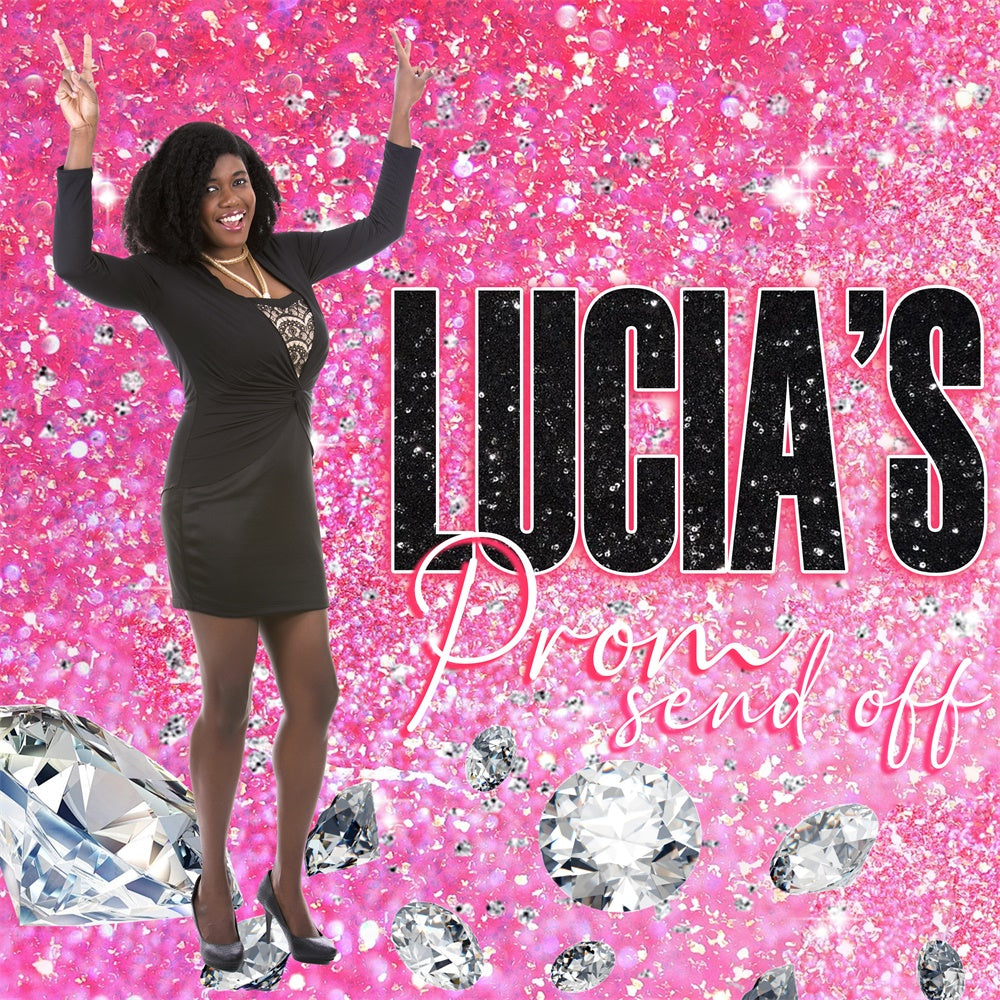 Prom Backdrops Sparkling Pink Diamond Customized Graduation Party Backdrop UK MRR5-36