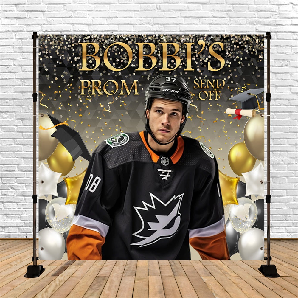 Prom Backdrop Confetti Balloons Sports Customized Graduation Party Backdrop UK MRR5-41