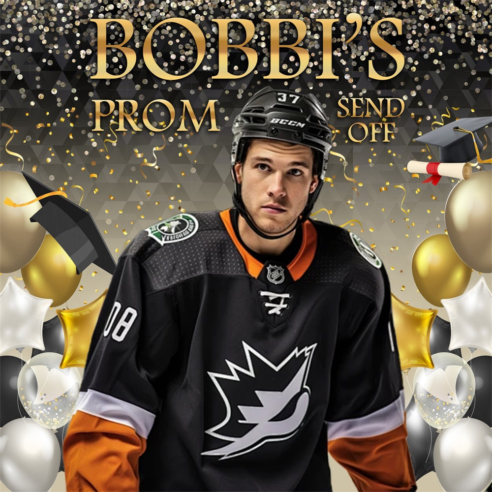 Prom Backdrop Confetti Balloons Sports Customized Graduation Party Backdrop UK MRR5-41