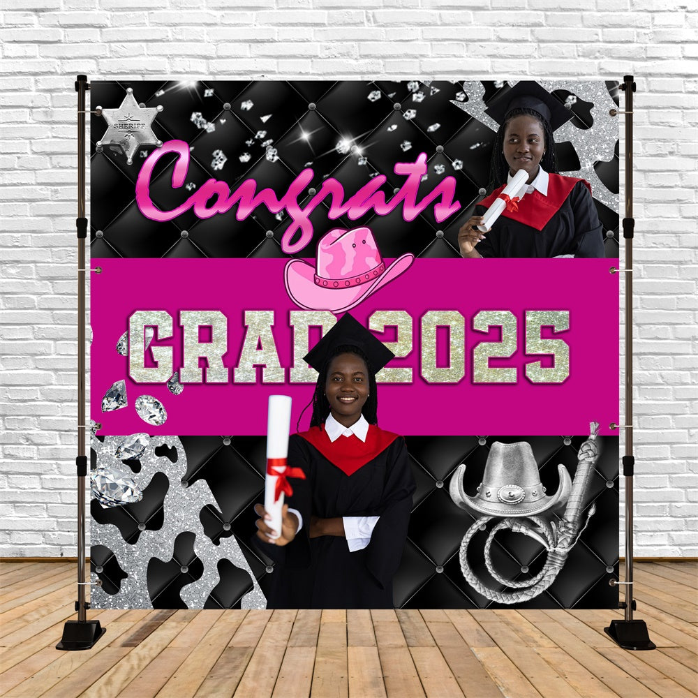 Personalized Graduation Backdrop Cowgirl Sparkle Graduation Party Backdrop UK MRR5-43