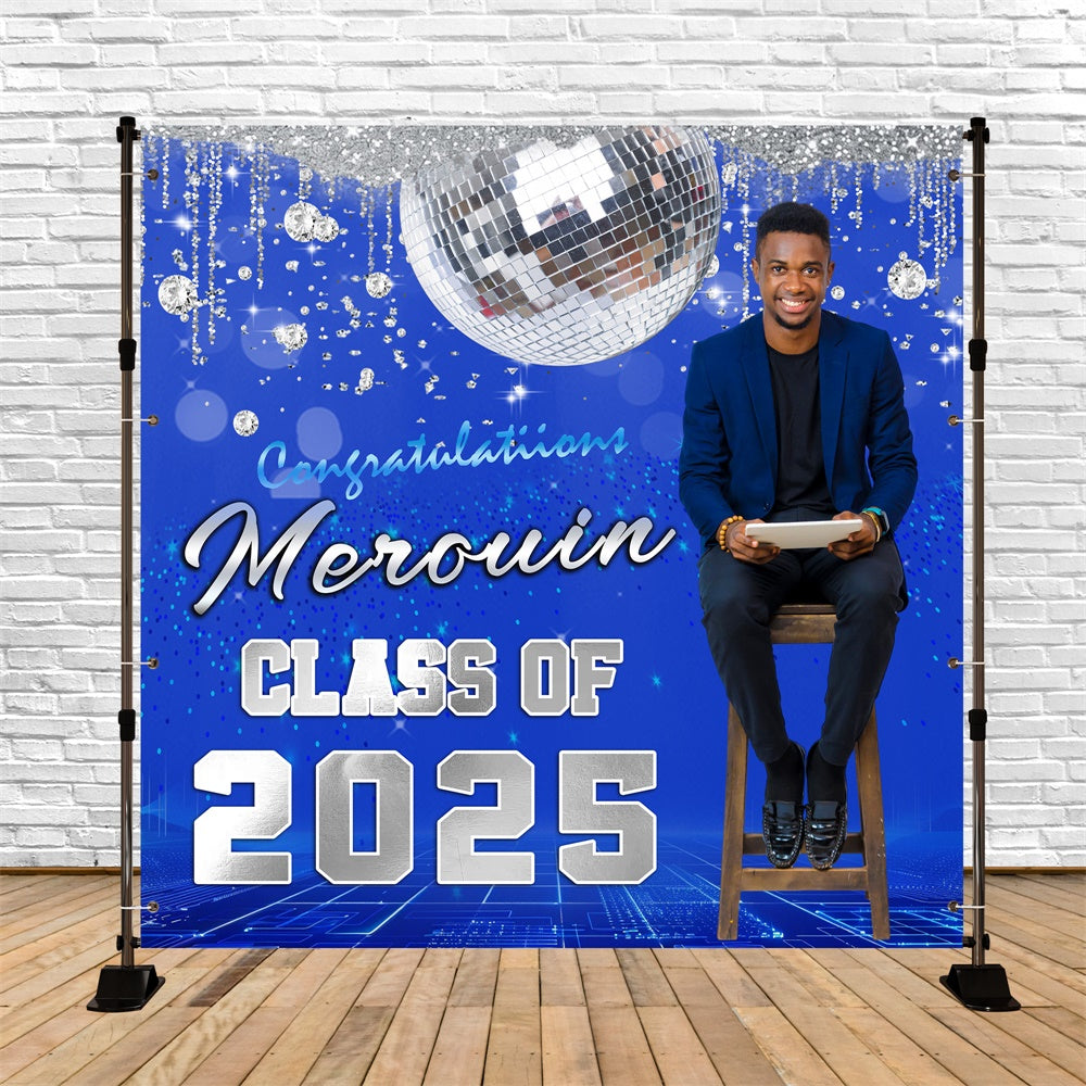 Custom Graduation Backdrop Disco Mirror Ball Graduation Party Backdrop UK MRR5-46