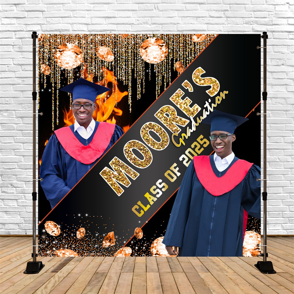 2025 Graduation Backdrop Diamond Flame Customized Graduation Party Backdrop UK MRR5-47