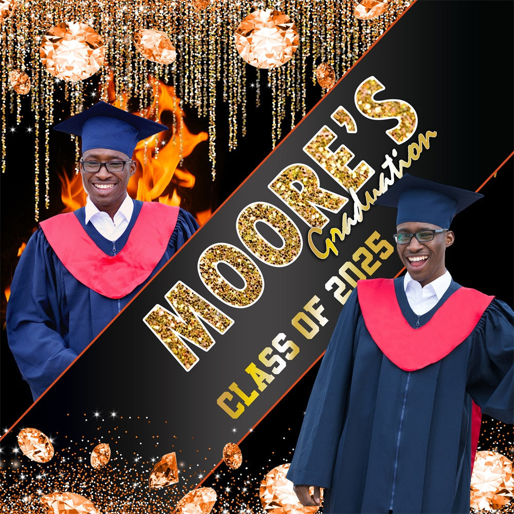 2025 Graduation Backdrop Diamond Flame Customized Graduation Party Backdrop UK MRR5-47