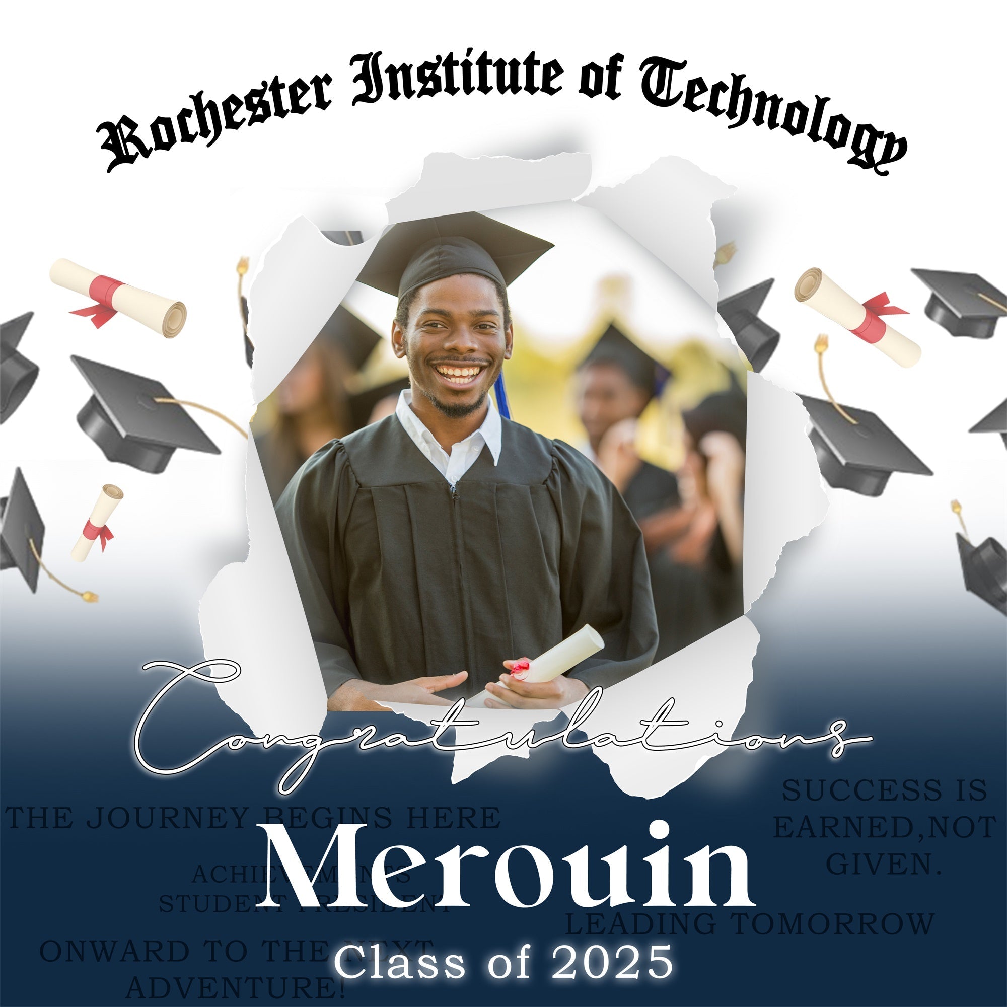 Customized Graduation Backdrop Elegant Cap Toss Graduation Party Backdrop UK MRR5-48