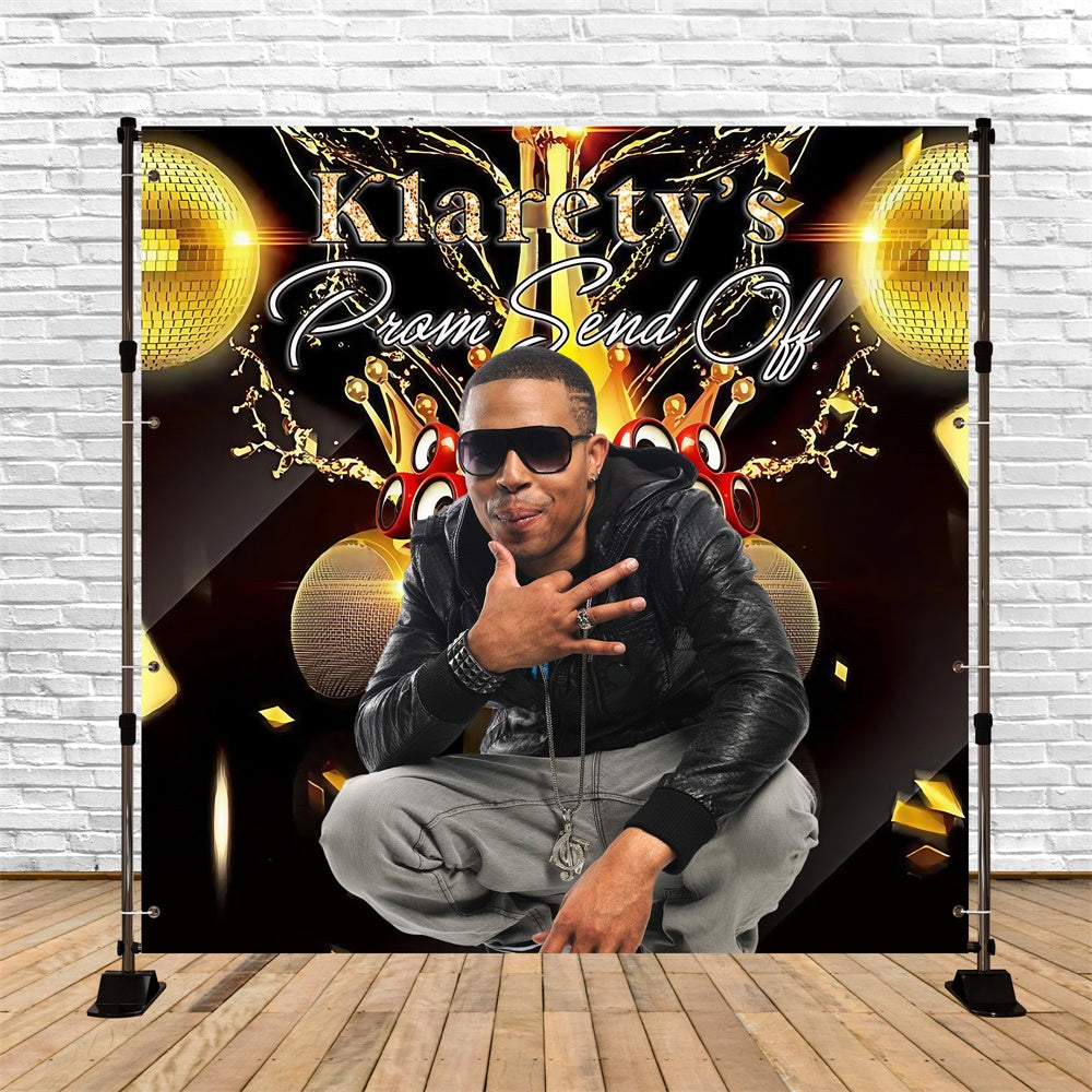 Prom Photo Backdrop Disco Music Style Customized Graduation Party Backdrop UK MRR5-50