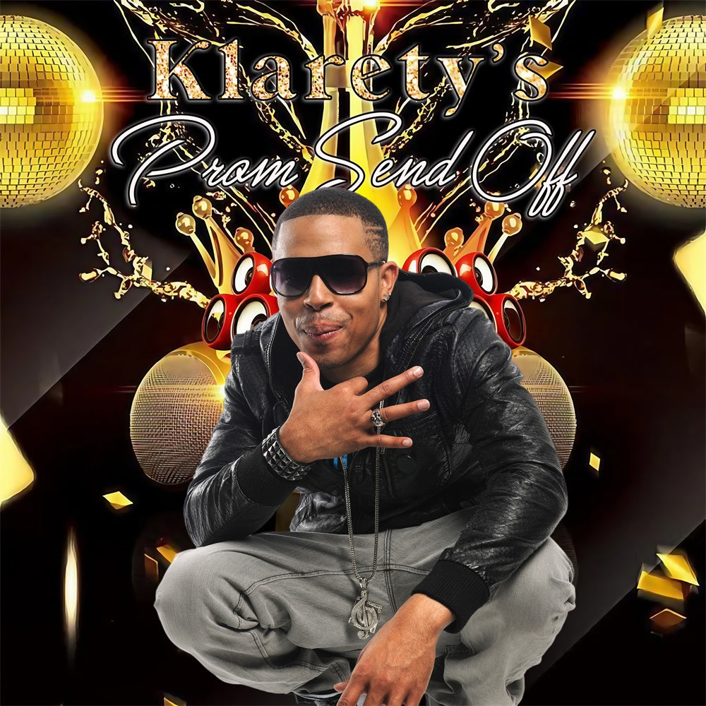 Prom Photo Backdrop Disco Music Style Customized Graduation Party Backdrop UK MRR5-50