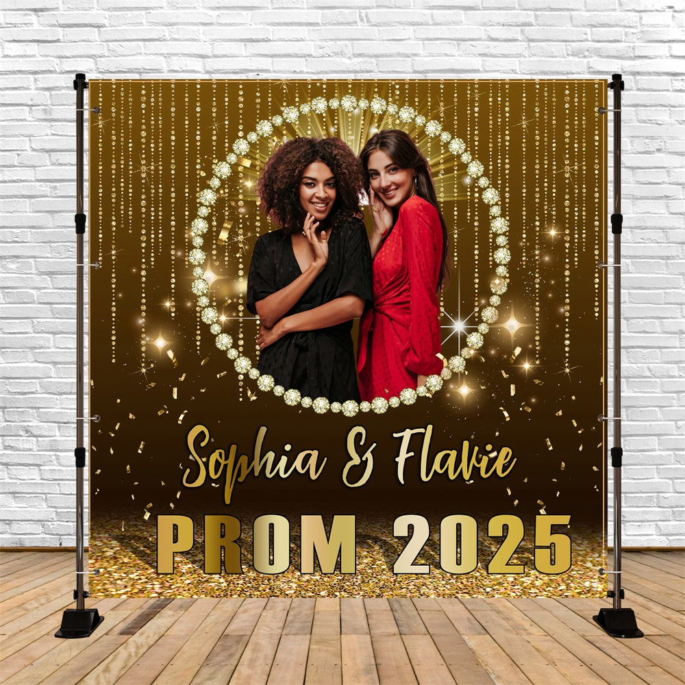 Prom Backdrop Ideas Shimmer Gold Crystal Custom Graduation Party Backdrop UK MRR5-51