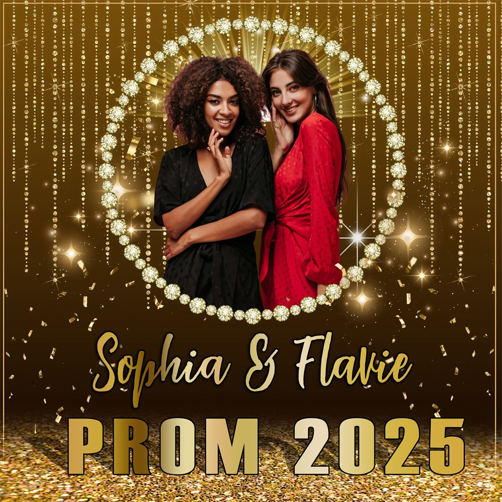 Prom Backdrop Ideas Shimmer Gold Crystal Custom Graduation Party Backdrop UK MRR5-51
